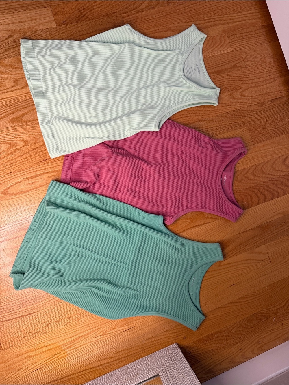 Women’s Ribbed Tank Top Trio - Mint, Pink, Seafoam